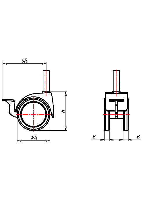 Möbelrollen Serie 530 ST, Rad PU