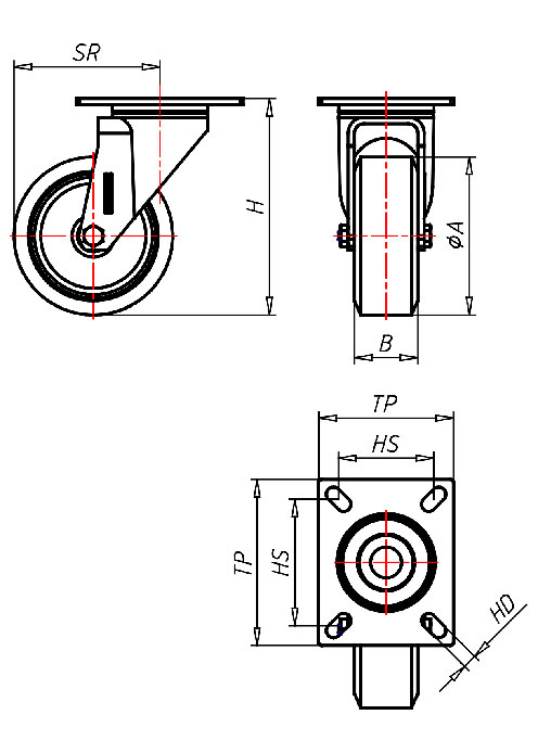 Edelstahlrollen Serie IP, Rad A