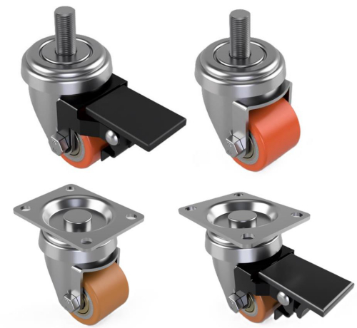 Heavy-duty castors with low overall height!